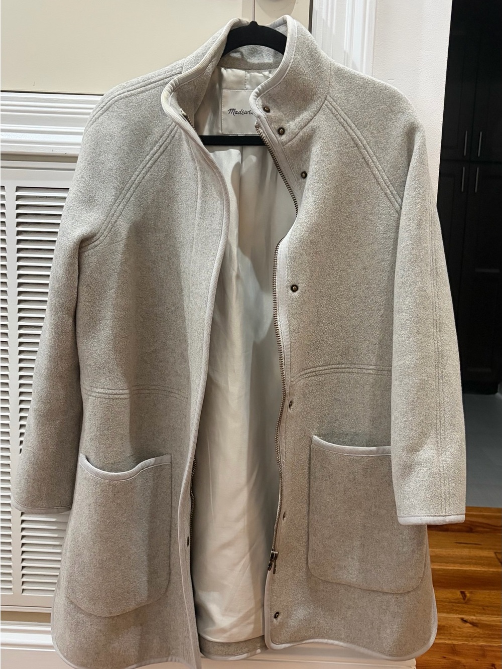 Madewell Monsieur Coat Wool Blend Funnel Neck Size Small